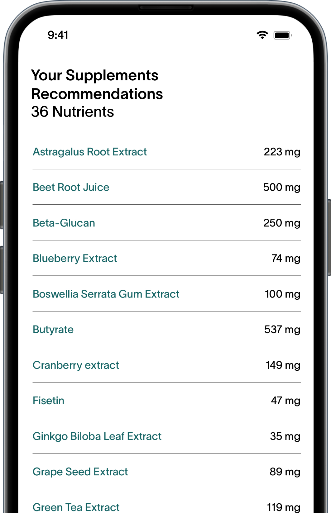 [Phone Screen] Viome App - Your Supplements Recommendations